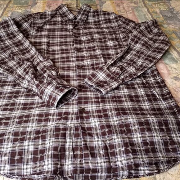 Nordstrom LargeButton Up Shirt Men's L/ Sl PocketGray BrownPlaidRegularFitCotton - Picture 1 of 8